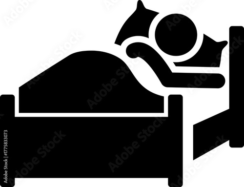 A person waking up or sleeping in bed can be used to represent morning, alarm clocks, the beginning of the day, and awakening from sleep.