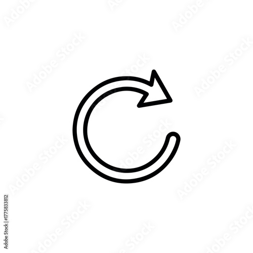 Simple, modern circular arrow icon symbolizing refresh, reload, and repeat actions for dynamic digital interfaces and user experience design