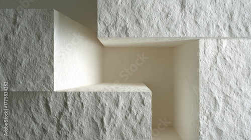 Architectural Stone Abstract Background: Modern Building Blocks with Rough Texture and Bright Light, Perfect for Wallpapers