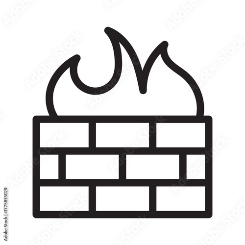 Firewall (brick wall with flame) representing perimeter defense and traffic filtering.