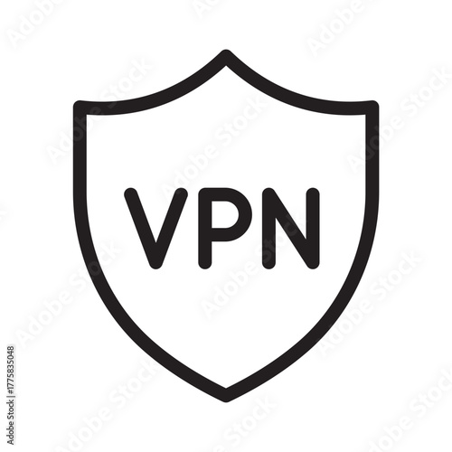 Shield labeled VPN symbolizing private network tunnels and secure remote access.
