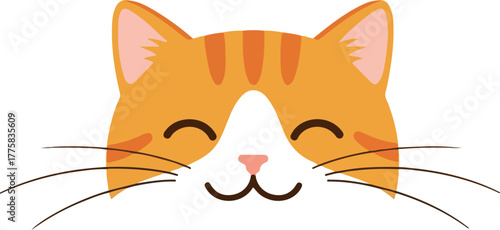 Cute Orange Tabby Cat Face Vector Illustration Flat Design