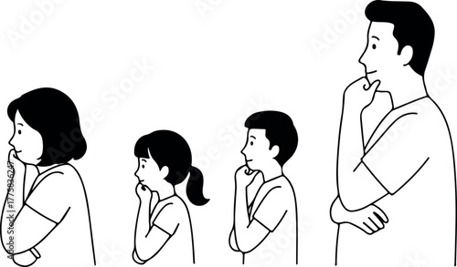 Diverse Family Contemplating Ideas Against White Background