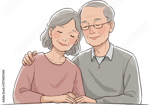 Elderly Couple Embracing Affectionately Warm Sweater Colors Soft Light