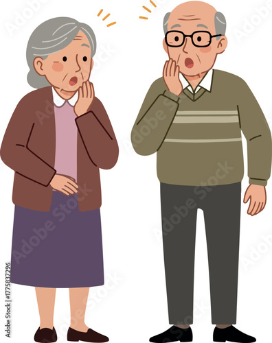 Elderly Couple Whispering Secrets In Casual Outfits