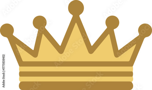 Golden Crown Isolated Object Minimal Flat Design