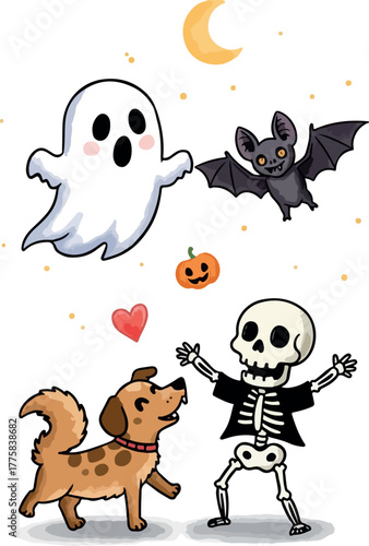 Halloween Pixel Art Ghost Bat Dog Skeleton Pumpkin Moon