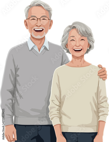 Happy Elderly Couple Smiling and Laughing Together Flat Design