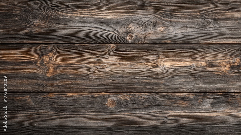 Naklejka premium Rustic Wood Planks Texture Background: Aged Timber Surface with Natural Grain and Knot Details