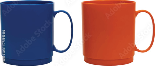 red and blue mugs