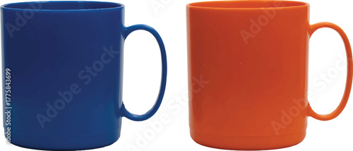 red and blue mugs