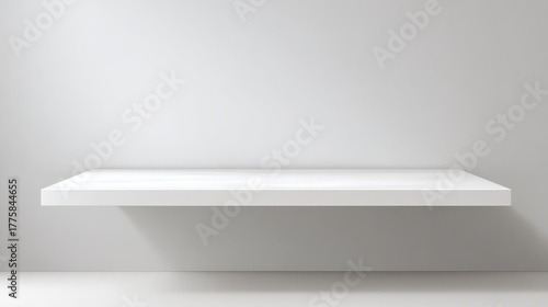 Wallpaper Mural Minimalist White Shelf Against a Neutral Wall: Clean, Modern Display Mockup for Product Placement Torontodigital.ca