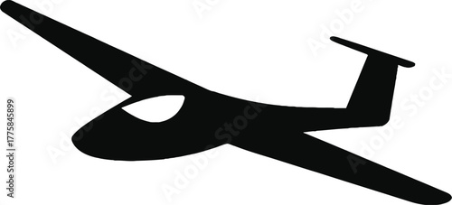 Black Glider Silhouette Against White Background Symbolizing Aviation and Freedom of Flight Simple and Striking