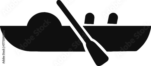 Simple Icon Design of a Rowing Boat with Oar Ideal for Travel and Outdoor Activities Illustration