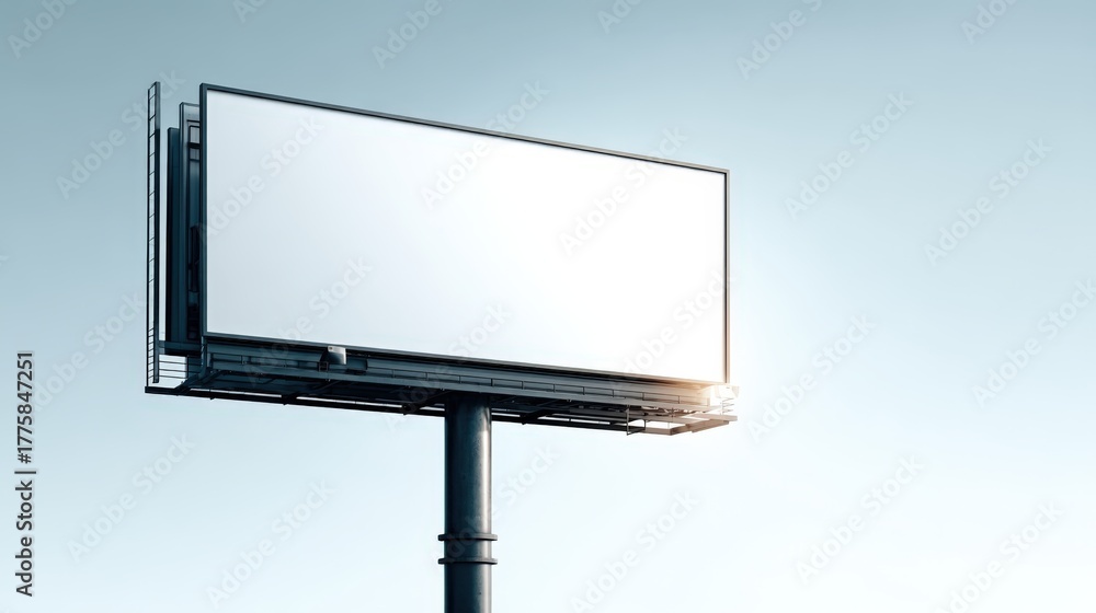 Obraz premium Billboard Mockup Against Clear Sky, Ideal for Advertising Campaigns and Marketing Promotions Visualizations