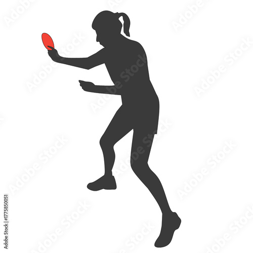 silhouette vector illustration of a female table tennis player