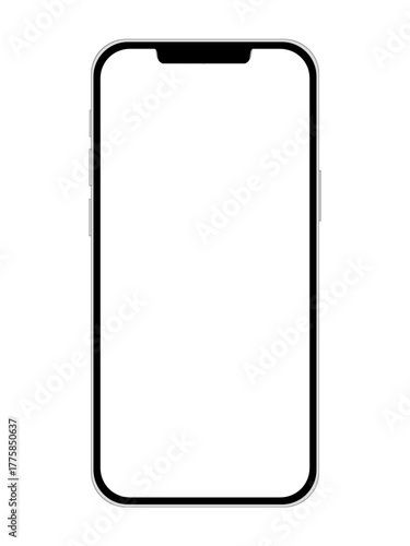 Smartphone mockup displayed on a white background, suitable for showcasing mobile app interfaces, website designs, or digital product presentations.	