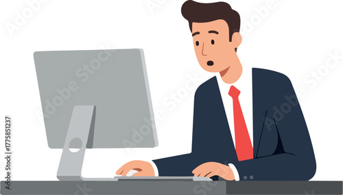 Man In Dark Blue Suit Working On Computer Graphic Design
