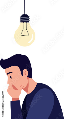 Man Thinking Under Light Bulb Pixel Art Idea Bulb