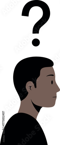 Man With Question Mark Above Head Thinking Minimalist Vector