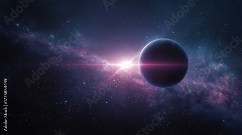 Wallpaper Mural Dramatic Cosmic Scene: Planet Shines Brightly Amidst Galaxy's Stars and Nebulae, Creating Stunning Space Art Torontodigital.ca