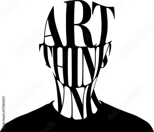 Expressive Typography Portrait Silhouette - Elongated Serif Vector