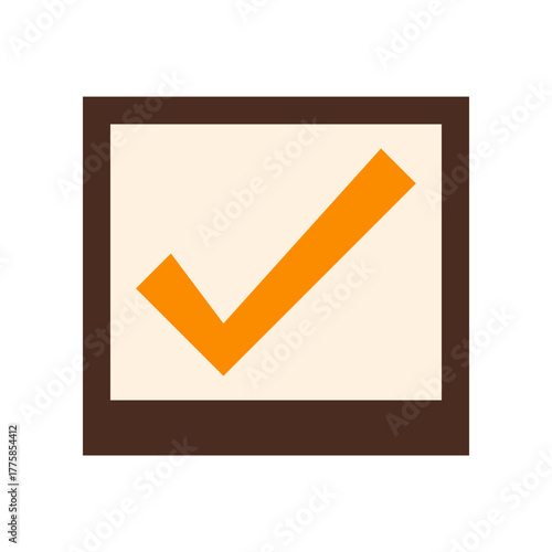 Orange Check Mark Icon in Checkbox – Approval or Confirmation Symbol