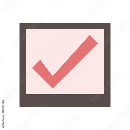 Pink Check Mark Icon in Checkbox – Approval or Confirmation Symbol