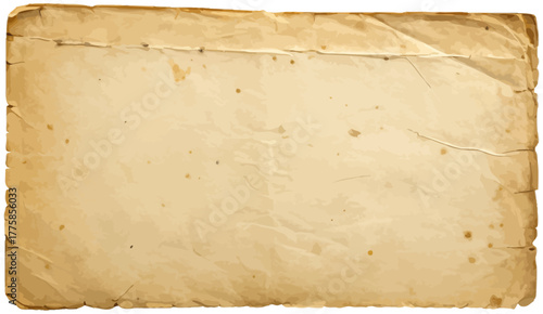 Old parchment paper sheet with vintage aged texture isolated on white background perfect for antique design, classic creative projects, and historical document mockups.