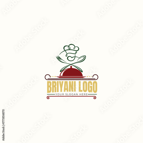 Biryani restaurant and food logo design with traditional and modern style