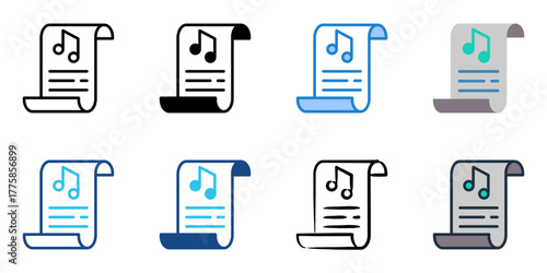 Lyrics icon set multiple style collection 
