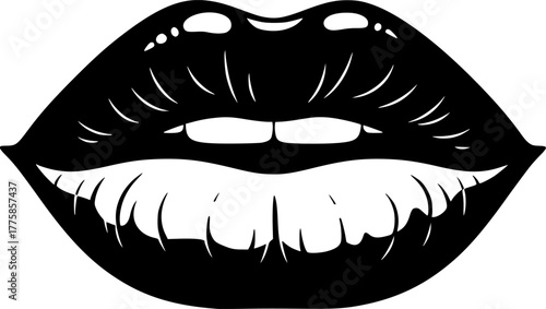 Lips | Black and White Vector illustration
