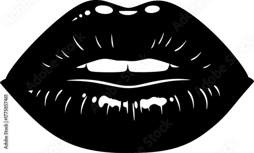 Lips | Black and White Vector illustration
