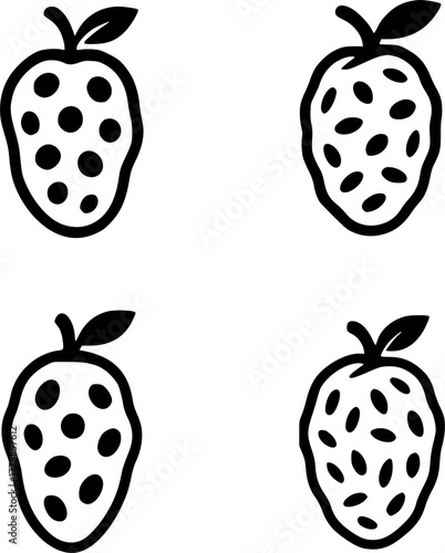 Vector illustration, 4 Noni fruits, black color