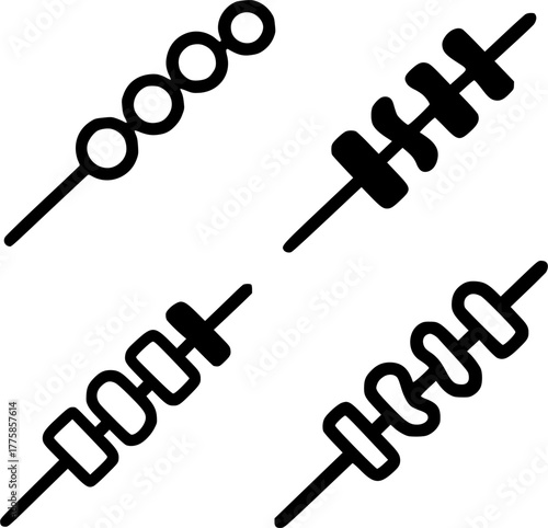 Vector illustration, 4 Kebabs, black color