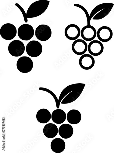 Vector illustration, 3 Grapes, black color