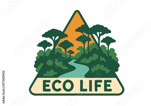 Rainforest Badge Illustration Vector Asset by AZ for UI/UX, Emblem, Patch, Logo, Print