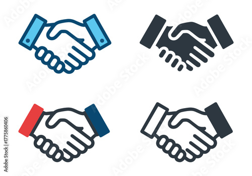 Handshake icons representing agreement, partnership, and business collaboration