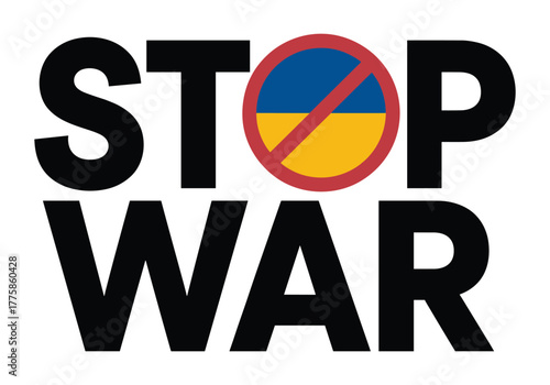 Stop war text with ukrainian flag symbol of peace