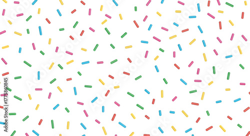 Colorful Candy Sprinkles Seamless Pattern Design on a White Background Surface View