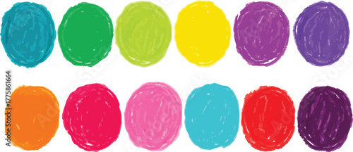 Colorful Watercolor Scribble Circles Paint Swatches Ink Spots on White Background