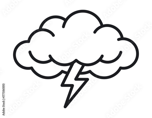 Stylized cloud with a lightning bolt inside, representing a storm or a sudden idea