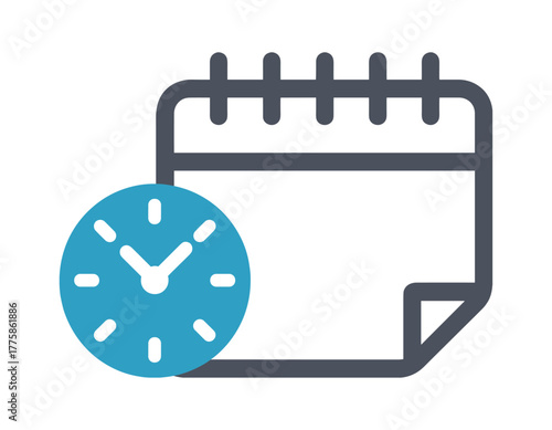 Calendar page with a clock in front, representing time management and scheduling