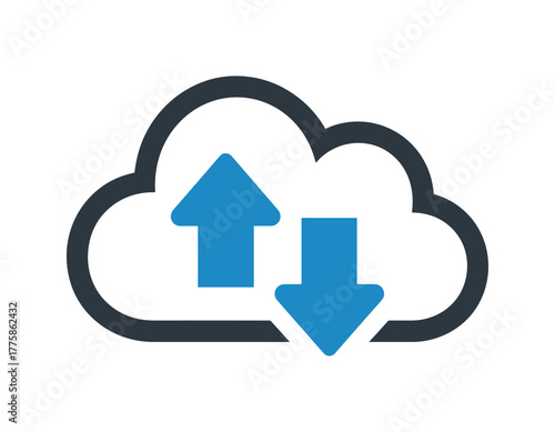 Cloud computing icon with upload and download arrows