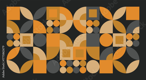 Luxury Golden Bauhaus Geometric Monochrome Gift Wrap Pattern Background