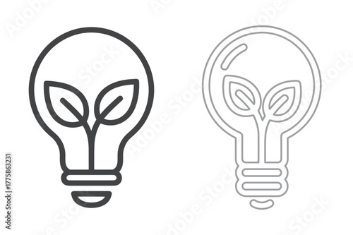 Lightbulb with leaves inside, symbolizing ecofriendly idea and green energy