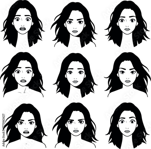 Pixel Art Sad Angry Scared Faces Expressing Emotions Vector Set
