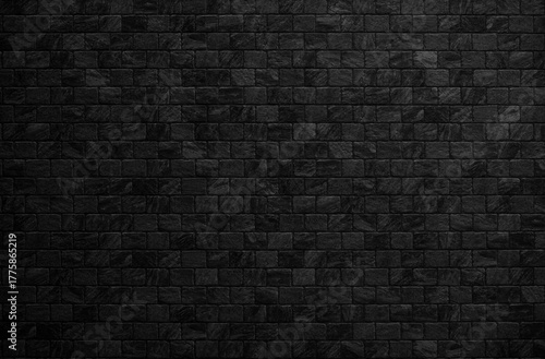 Black brick wall texture as background or wallpaper for inserting text. Abstract dark brick wall texture background pattern, Wall brick surface texture.