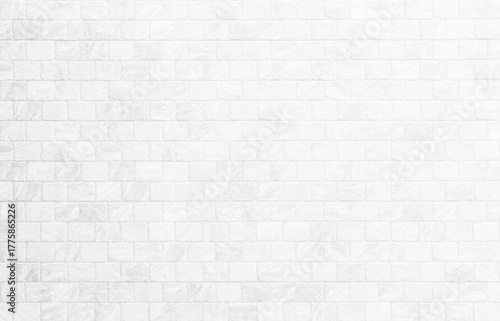 Kitchen wallpaper concept: Close up modern white brick tiles wall texture background, White brick wall texture background for stone tile block in grey light color wallpaper modern interior.