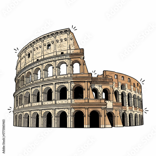 Colosseum illustration ancient Roman amphitheater landmark drawing travel Italy history